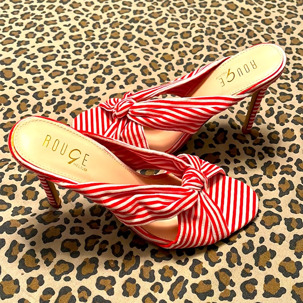 Red & White Striped Sandals